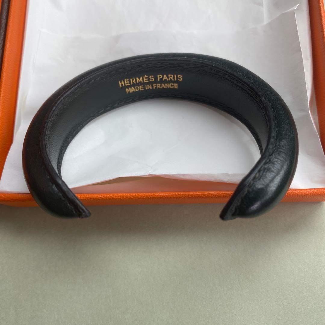 HERMÈS ブラック超美品❗️ レザーバングル、ほぼ新品未使用品‼️