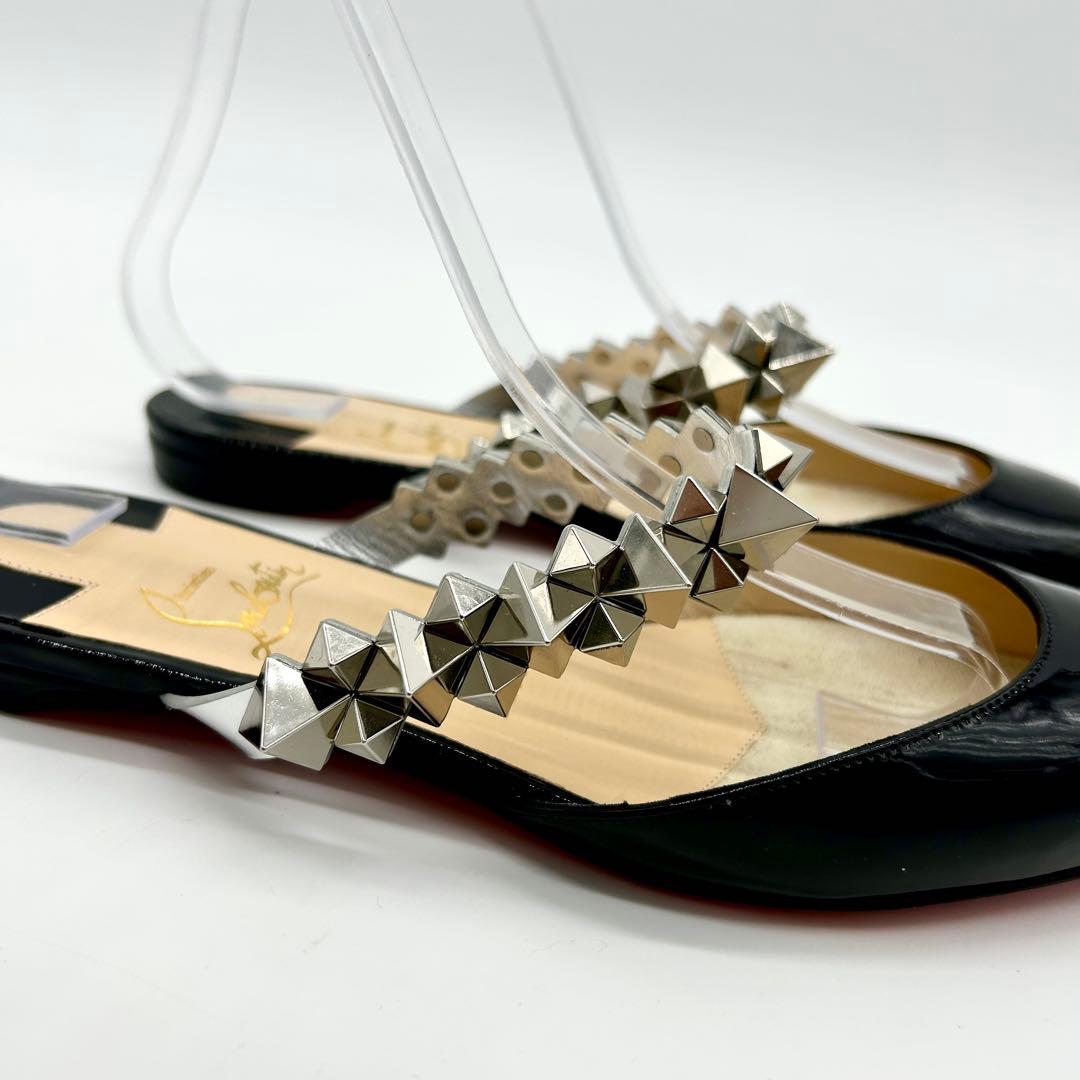 【未使用級】クリスチャンルブタン ミュール Planet Choc 黒 スタッズ