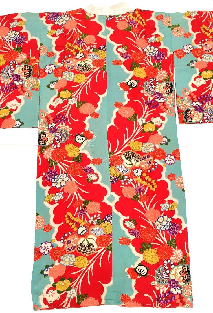 縮緬　アンティーク長襦袢　大正ロマン