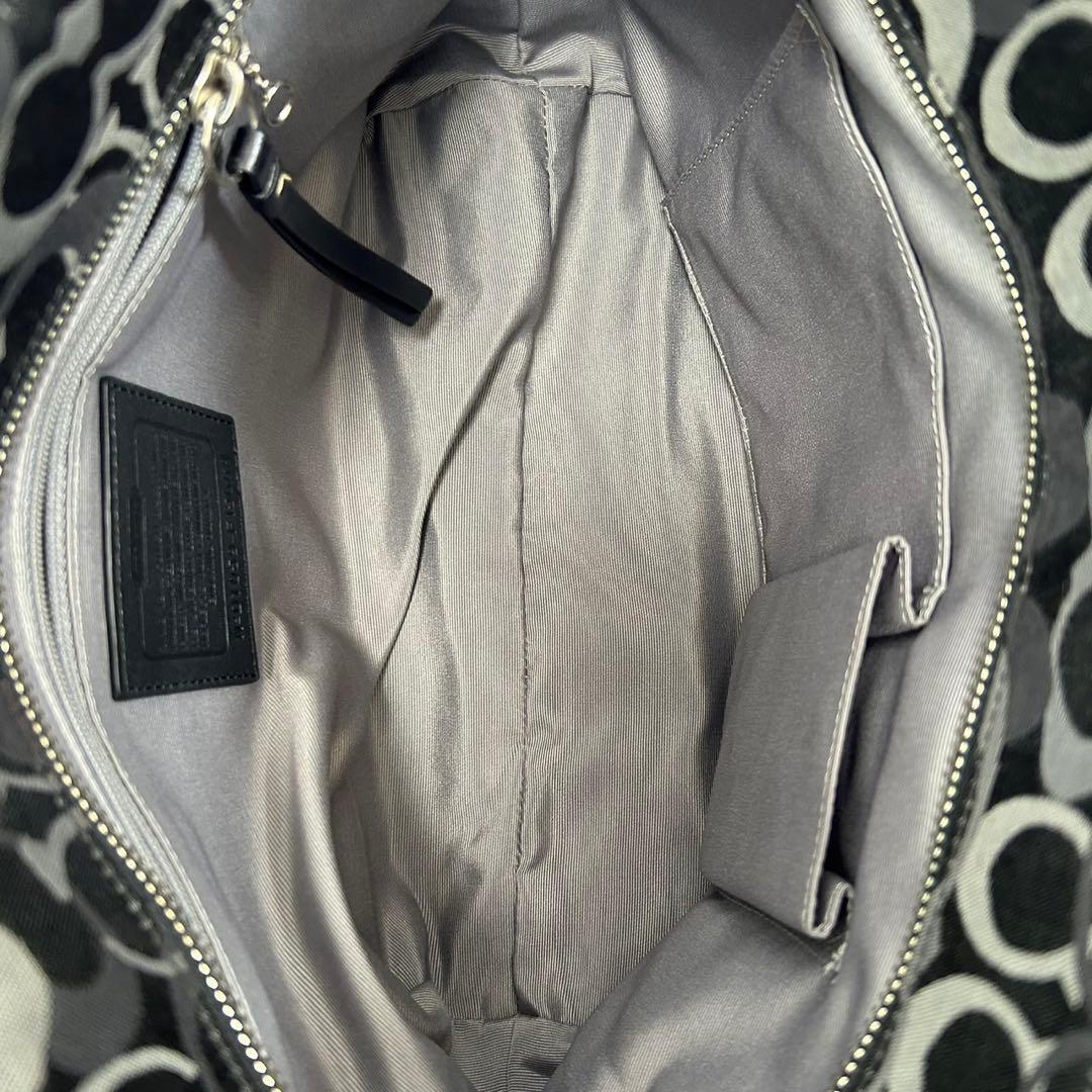 【極美品】コーチ 15669 トートバッグ シグネチャー ナイロン レザー 黒