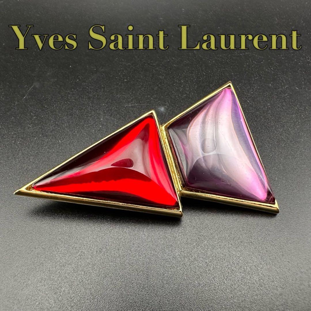 極美品✨　YSL　イヴ・サンローラン　ブローチ　カラーストーン　108