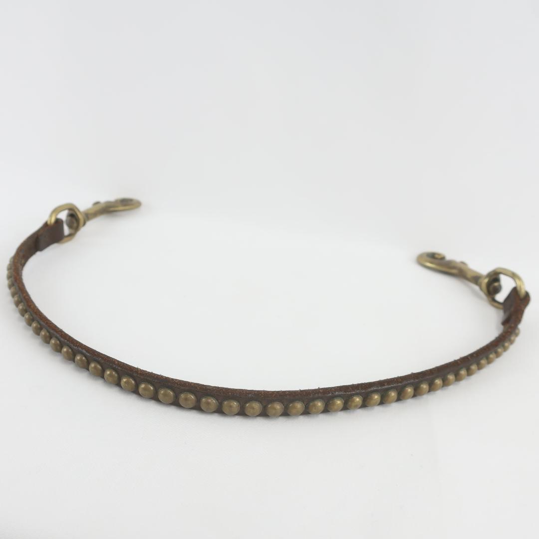 HTC 本革 レザー スタッズ ウォレットチェーン ブラウン メンズ