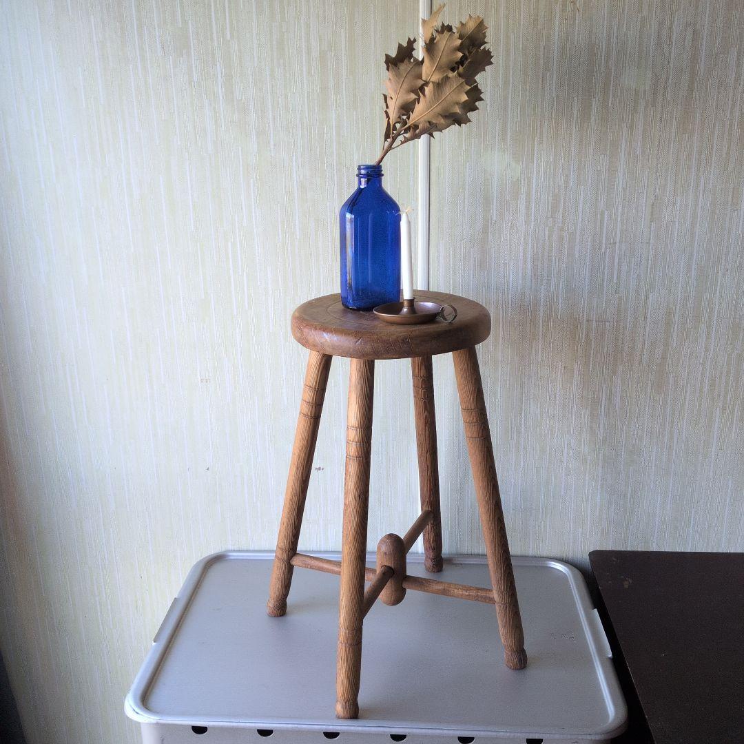 アンティークイギリス木製ラウンドスツール