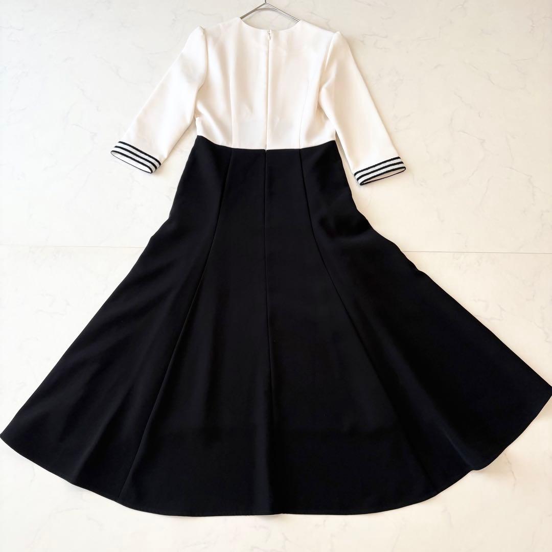 最終価格 ボーダーズアットバルコニー バイカラー ワンピース ホワイト ブラック