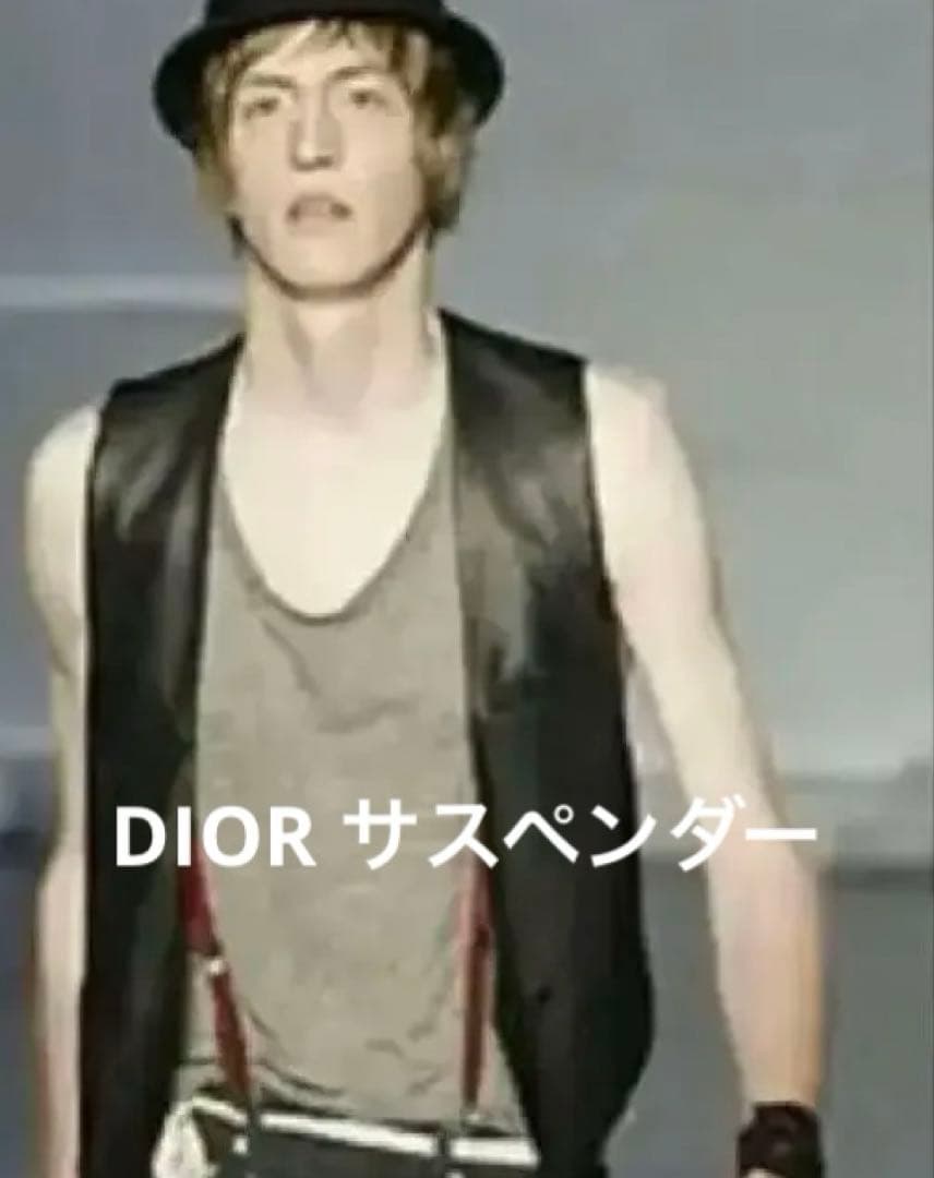 06SS ディオールオム　サスペンダー　ワインレッド　エディ期　Dior