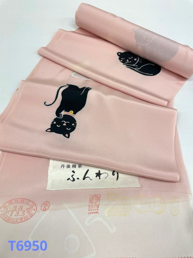 長襦袢 猫 洒落襦袢 ローズダスト色 正絹 反物