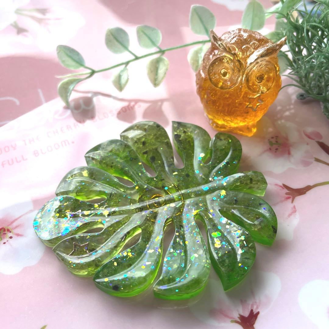 つねりん オルゴナイト　モンステラ型　4点