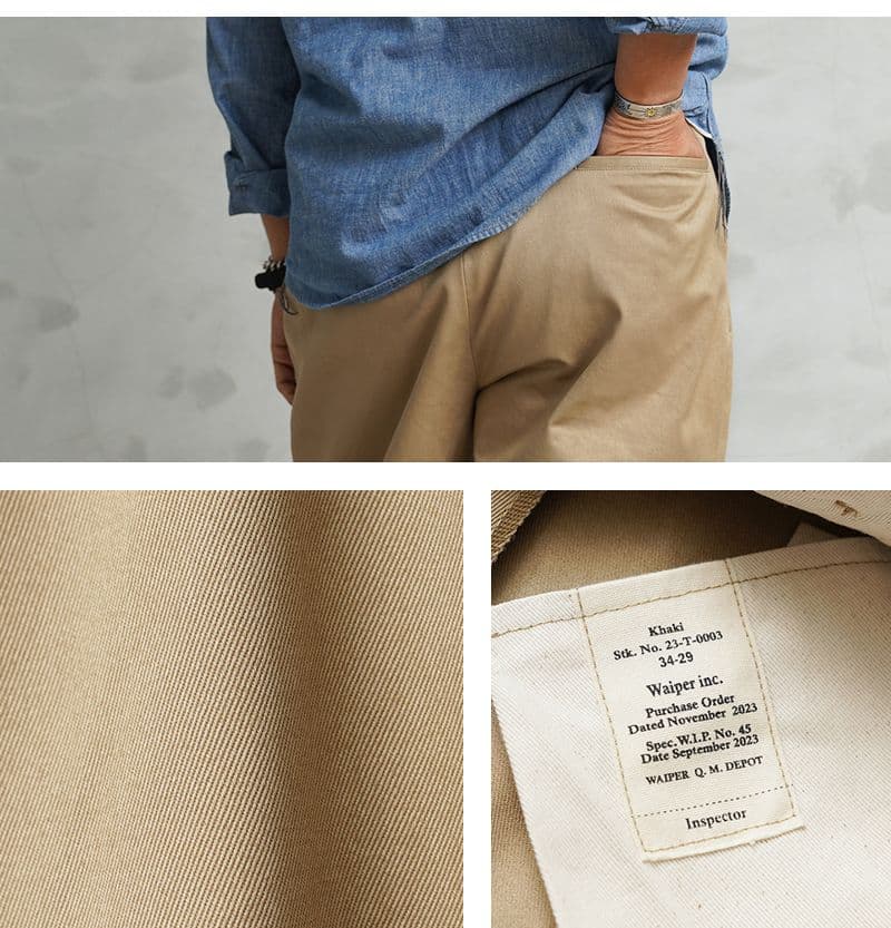 アオロン WAIPER 米軍 M45 チノ トラウザー カーキ ワイパー