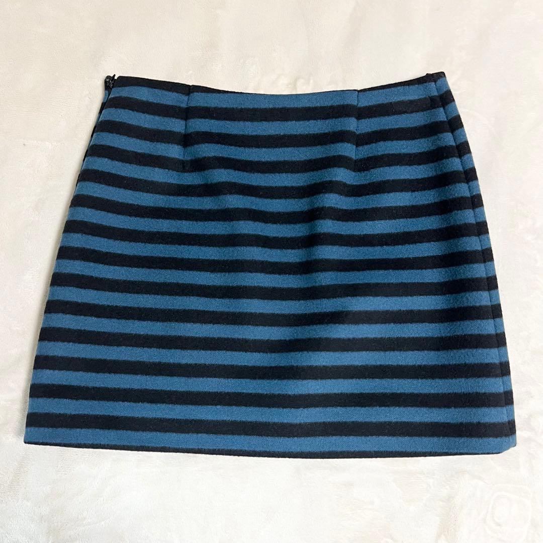 【よ様】超美品！PRADA ウール ミニ スカート ボーダー 40