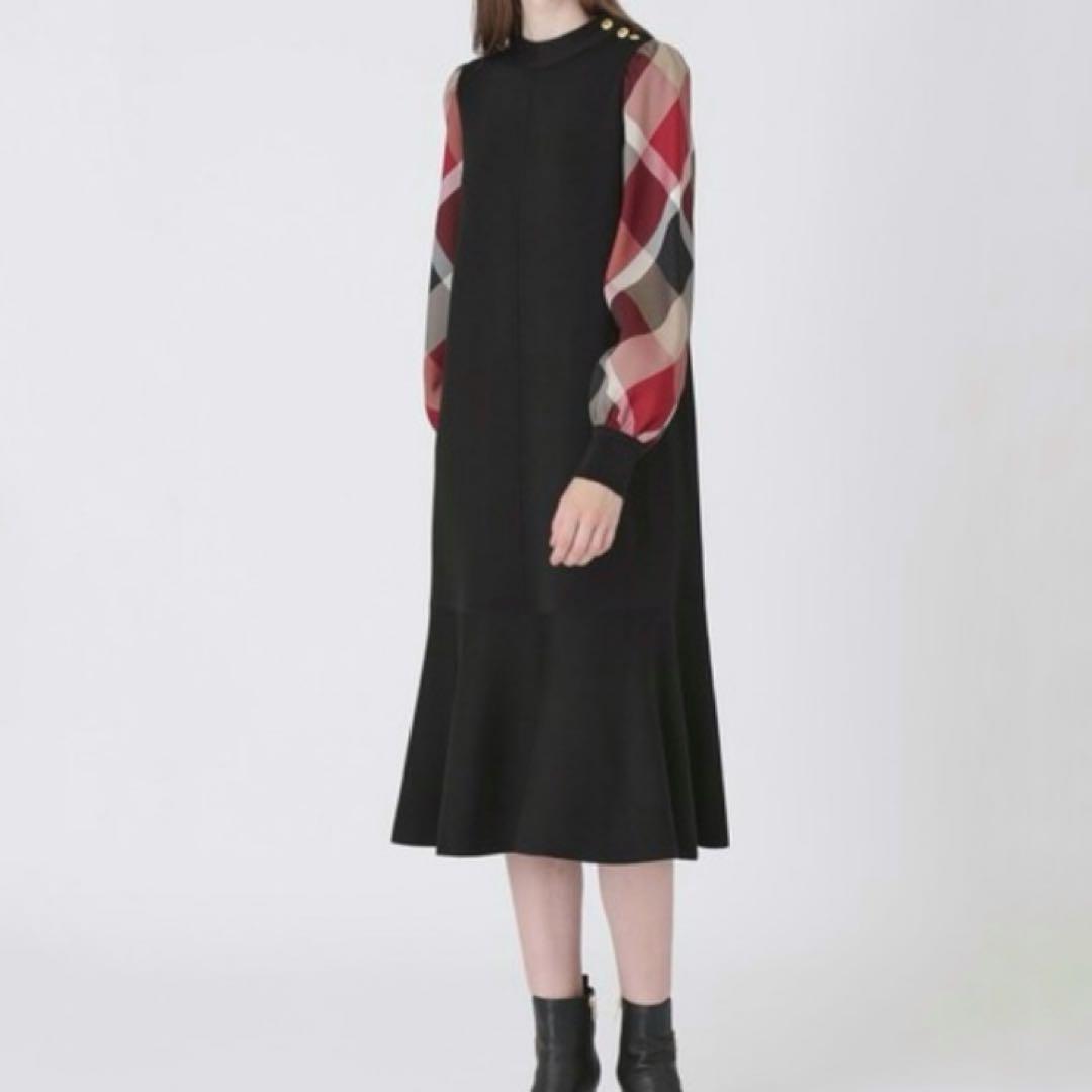 美品 ブルーレーベルクレストブリッジ ウールアクリルブレンドニットドレス 38