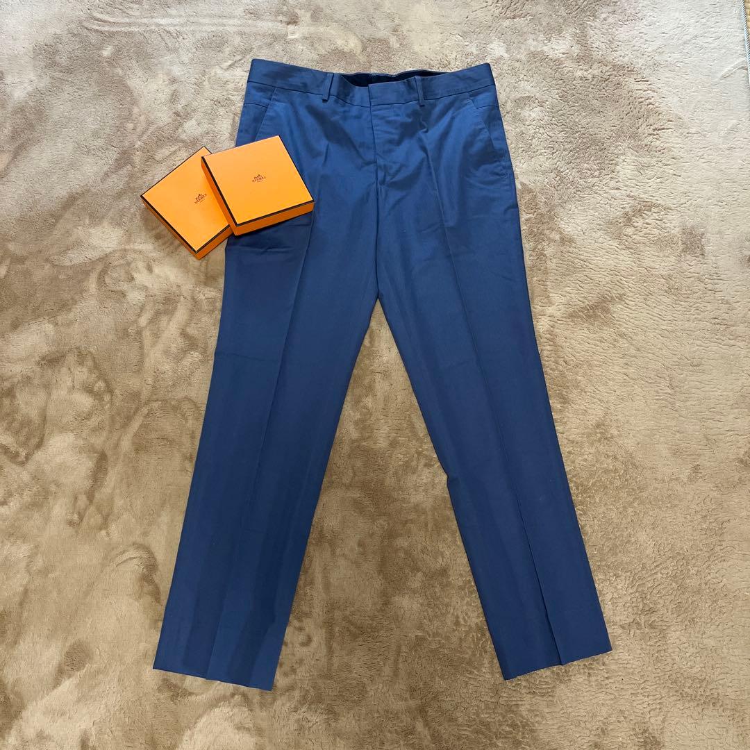 新品♡美品♡未使用♡HERMESメンズ青のスラックス