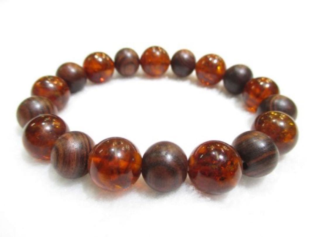 【キングローズ(南米紫檀)】【アンバー(琥珀)】ブレスレット