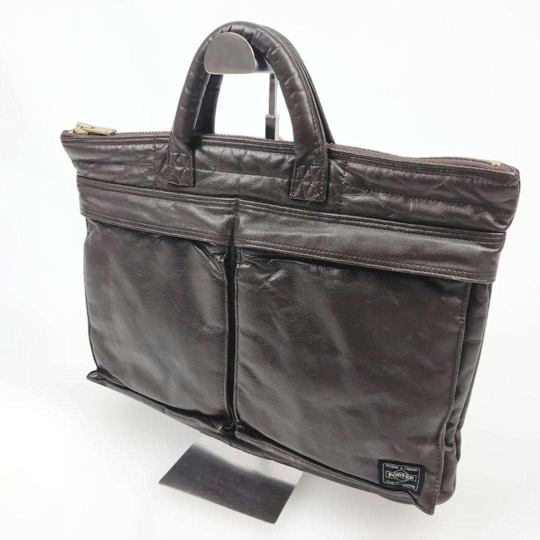 【美品】【希少】 ポーター タンカーオールレザー バッグ ダークブラウン
