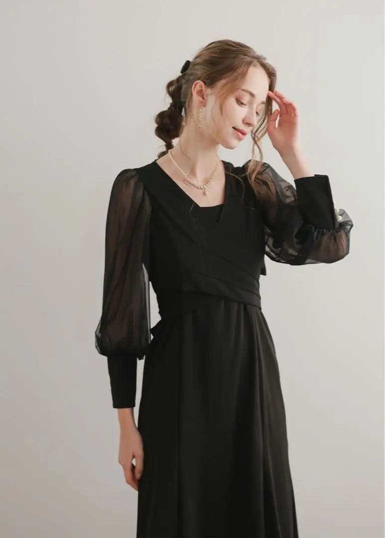 ♥ドリードール♥ パーティードレス 結婚式 お呼ばれ クロスデザインドレス 黒