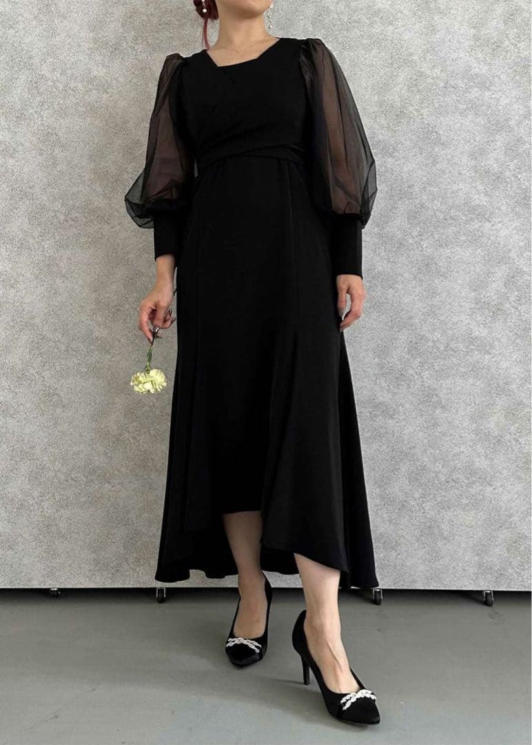 ♥ドリードール♥ パーティードレス 結婚式 お呼ばれ クロスデザインドレス 黒