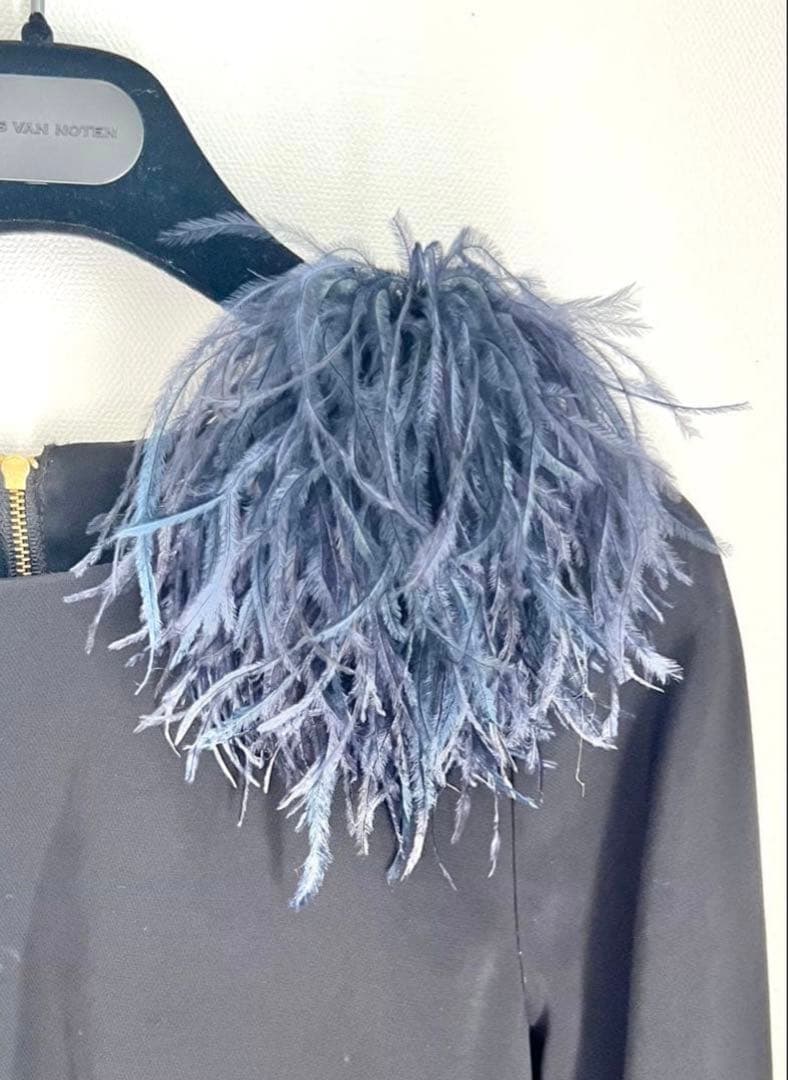 オーストリッチ　フェザーコサージュ　ネイビー小