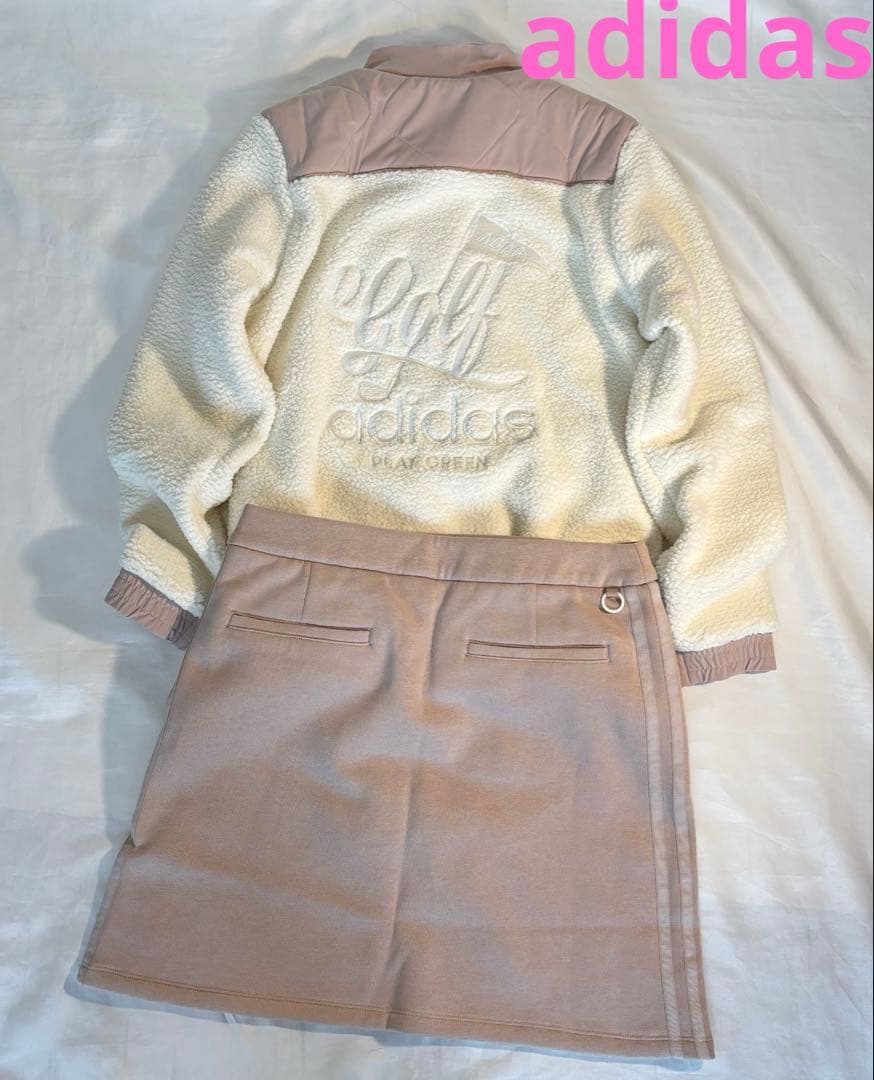 未使用　adidasゴルフ　ボアジャケット　裏起毛スカート　セットアップ　L