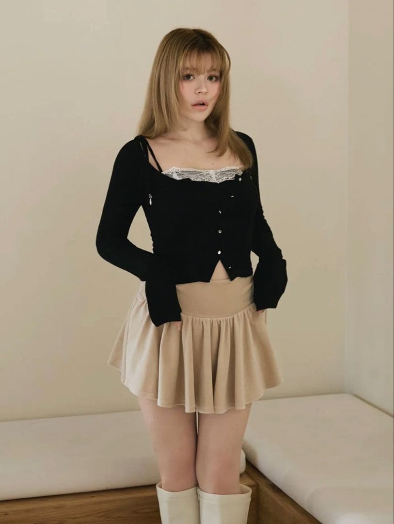 Silky velor mini skirt｜being｜Sサイズ