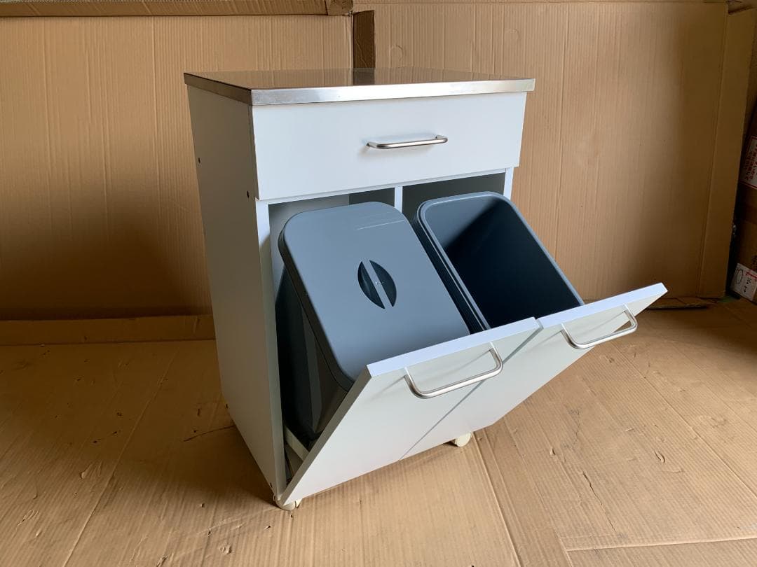 ステンレストップダストボックス (2分別) ホワイト NSKD-2WP (WH)