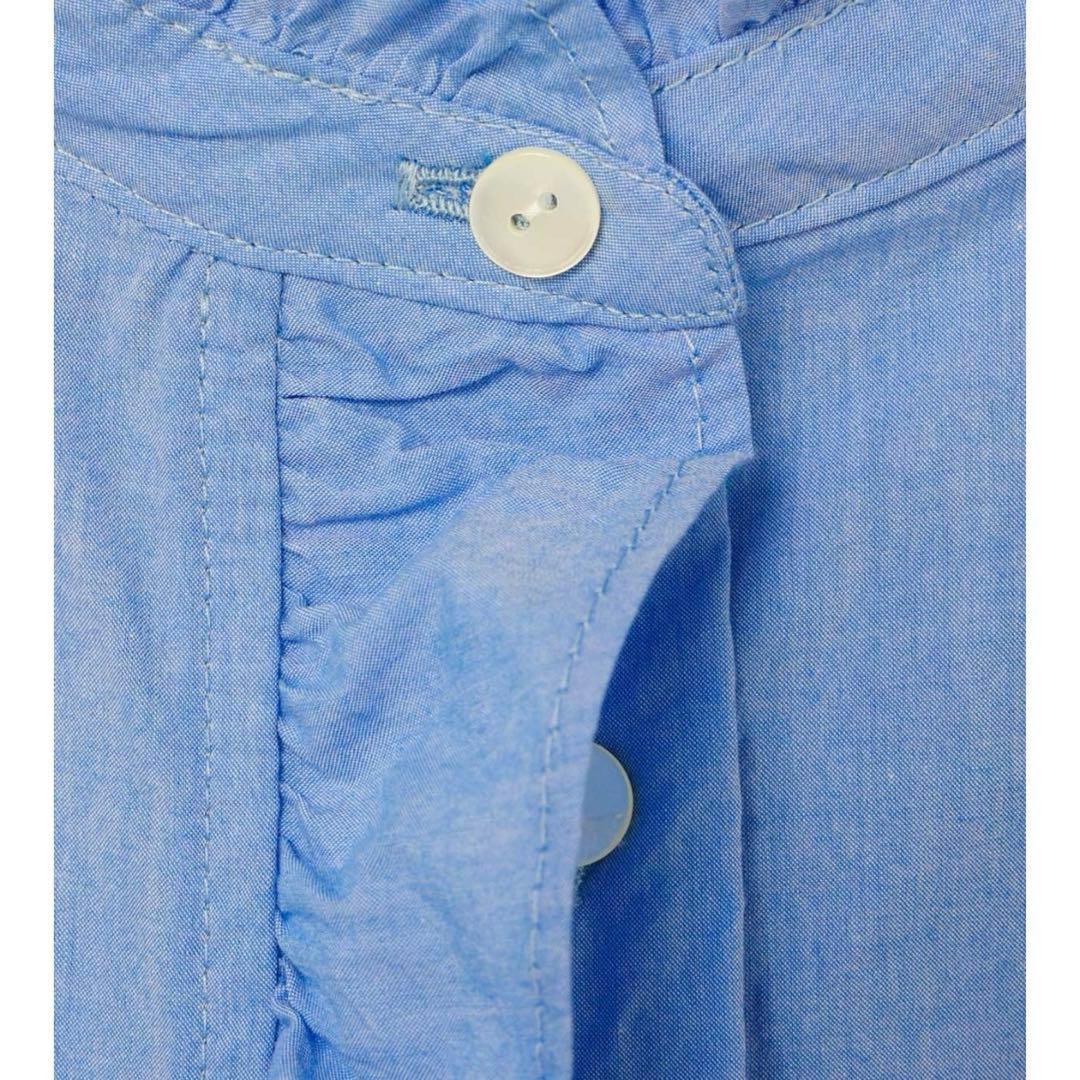 最終値下【MidiUmi】フリルショートシャツ　サックスブルー