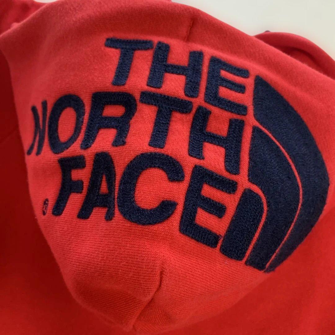 ノースフェイス☆ビックロゴフーディ☆ジップアップパーカー☆美品レディースMレッド