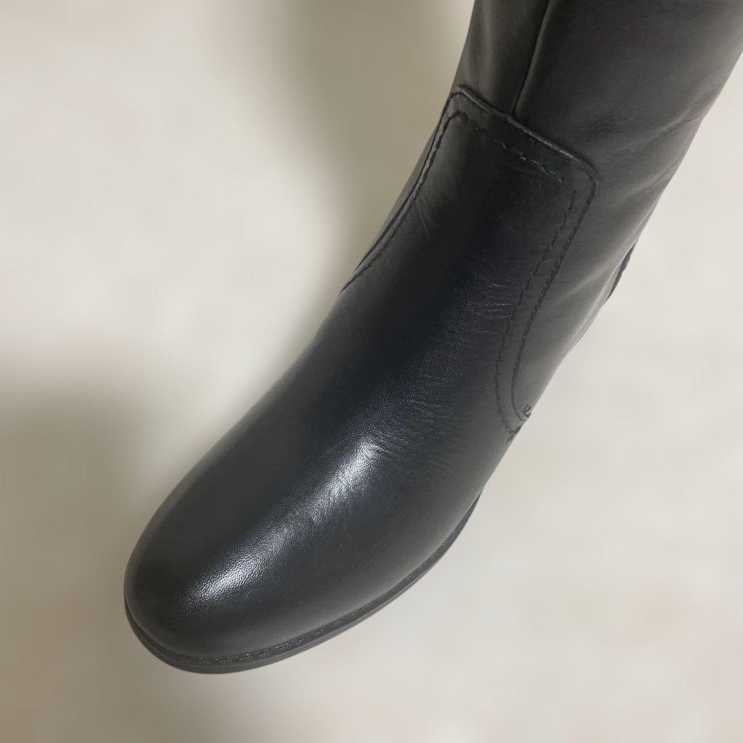 新品タグ付★MODE KAORI レザーバックゴアロングブーツブラック 24cm