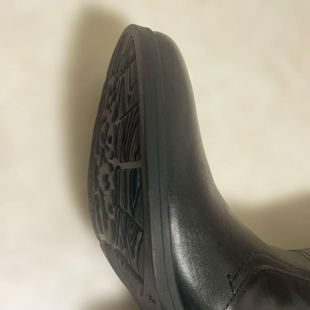 新品タグ付★MODE KAORI レザーバックゴアロングブーツブラック 24cm