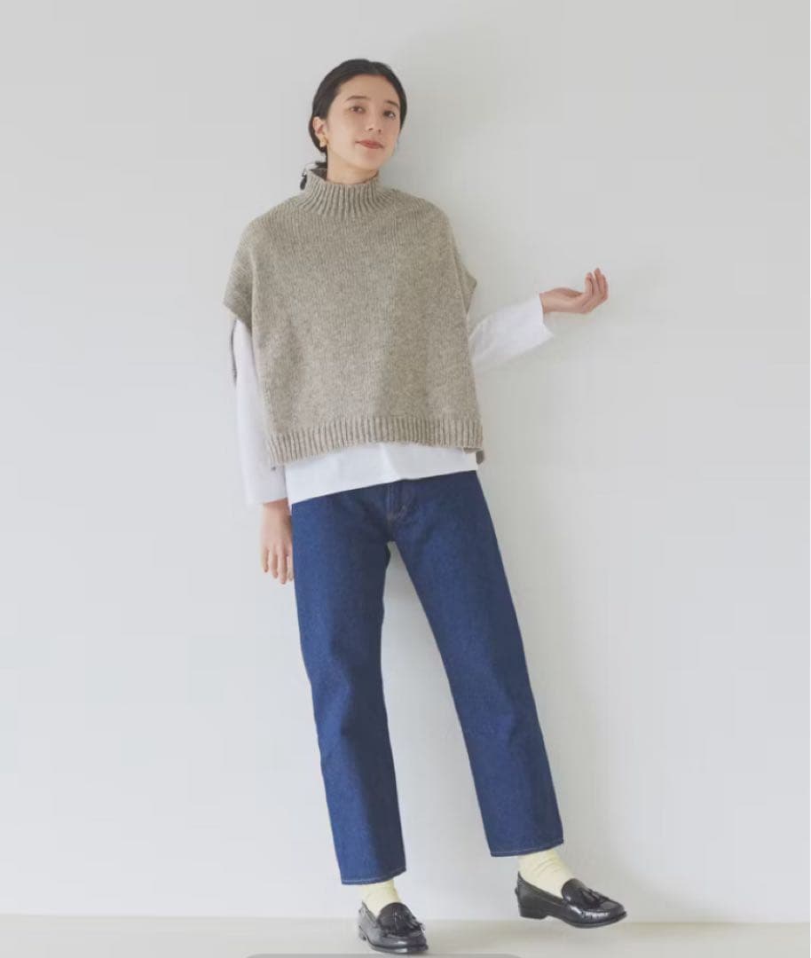 【さらこ】utilite ユティリテ ペルーニットベスト　グレージュ