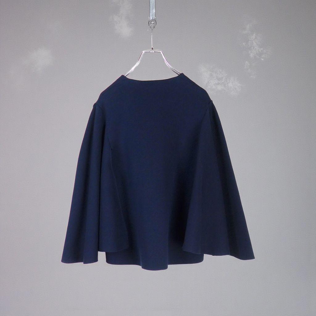 Drawer 22SS ミラノ編みニットケープ カーディガン Fネイビー