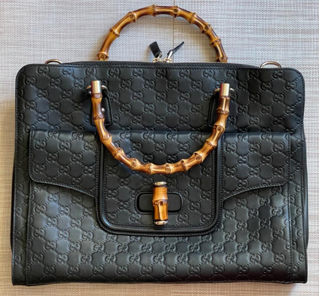 グッチ ブリーフケース ビジネスバッグ バンブー シグネチャー レザー
