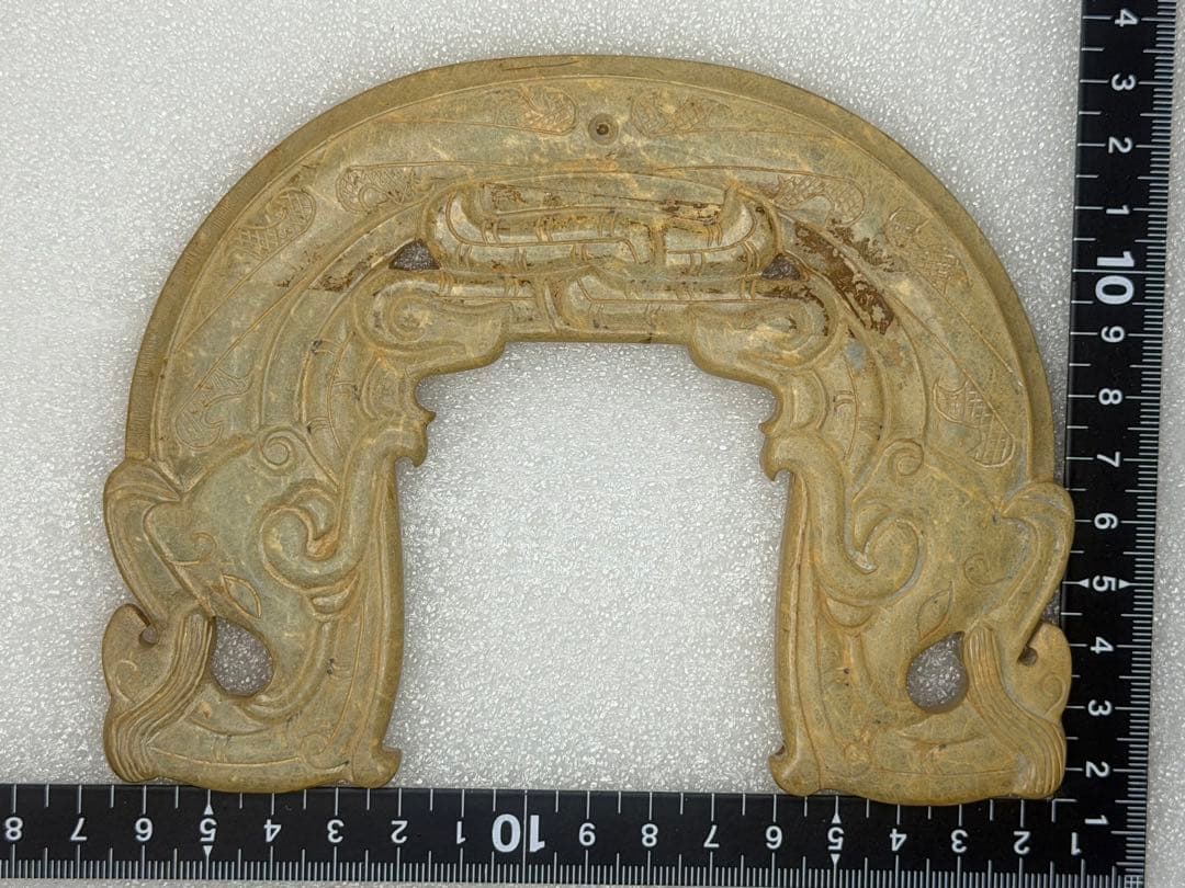 古玉 翡翠製 彫刻 ネックレス手彫り 天然石 古玩 両面彫刻 玉璧