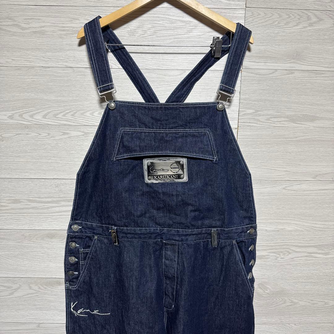 00s KARL KANI デニムオーバーオール メタルプレート 刺繍 ビック