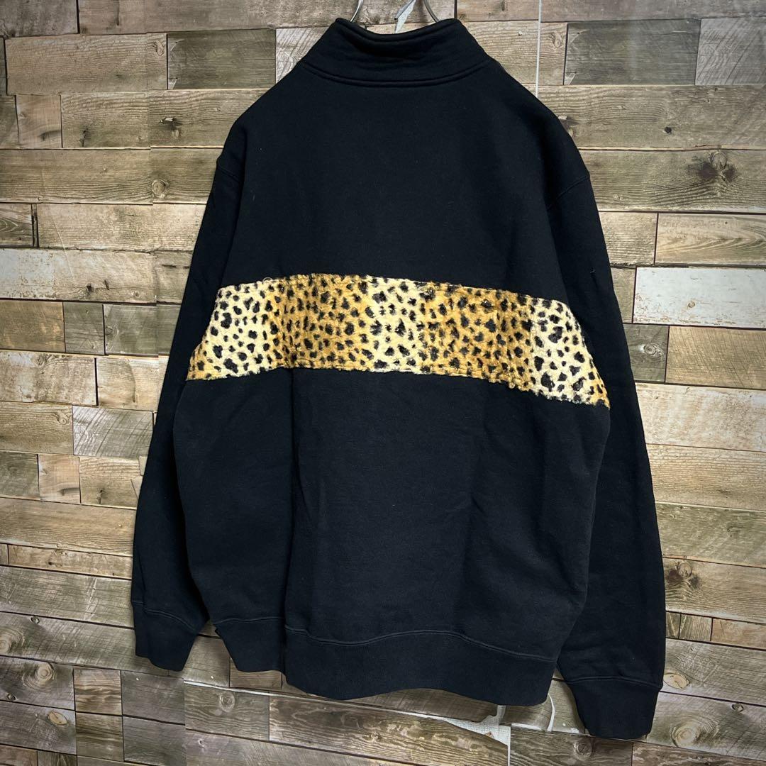 コムドットゆうた supreme スウェットハーフジップ レオパード 刺繍ロゴ