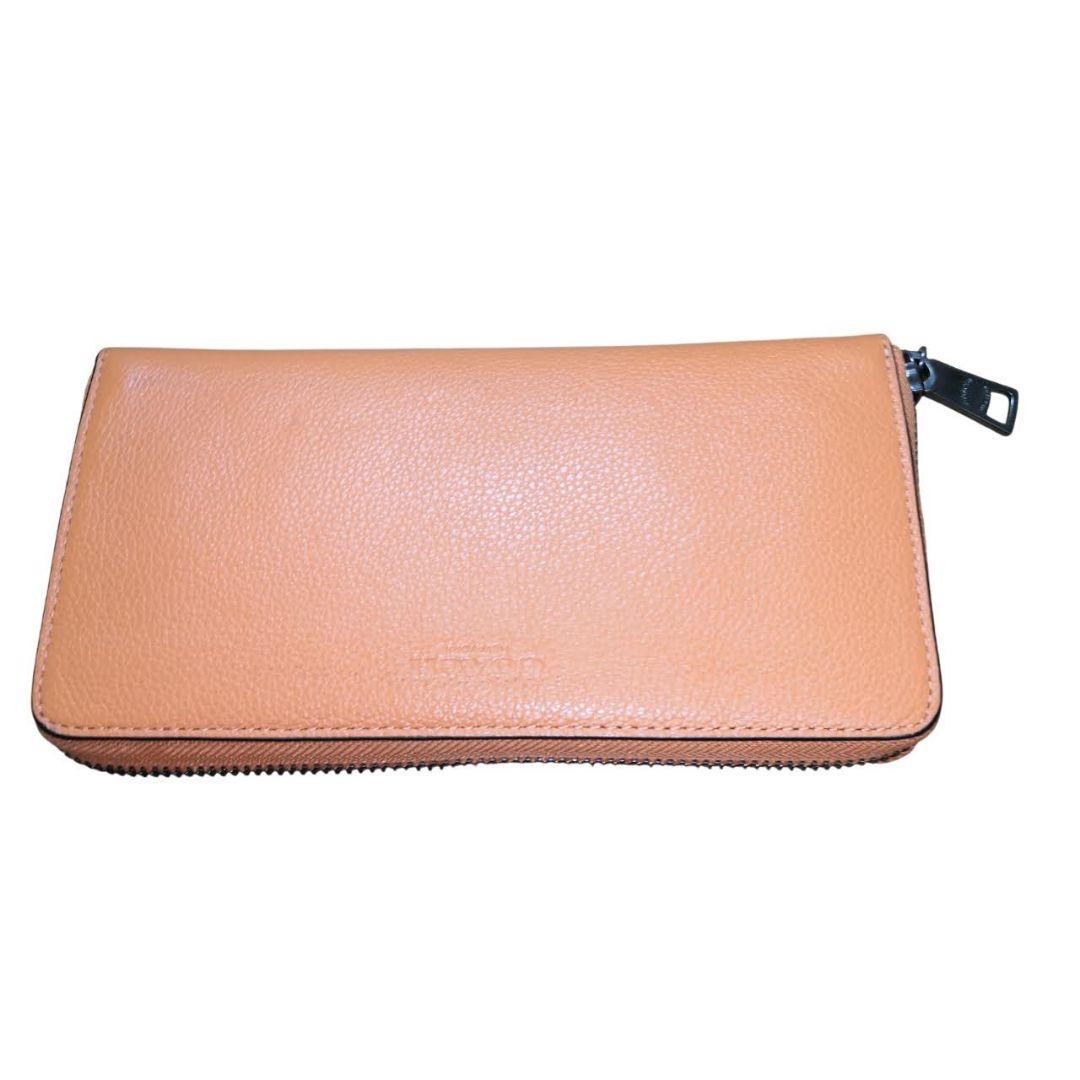 【れお】COACH シボ革 長財布 ラウンドファスナー 茶