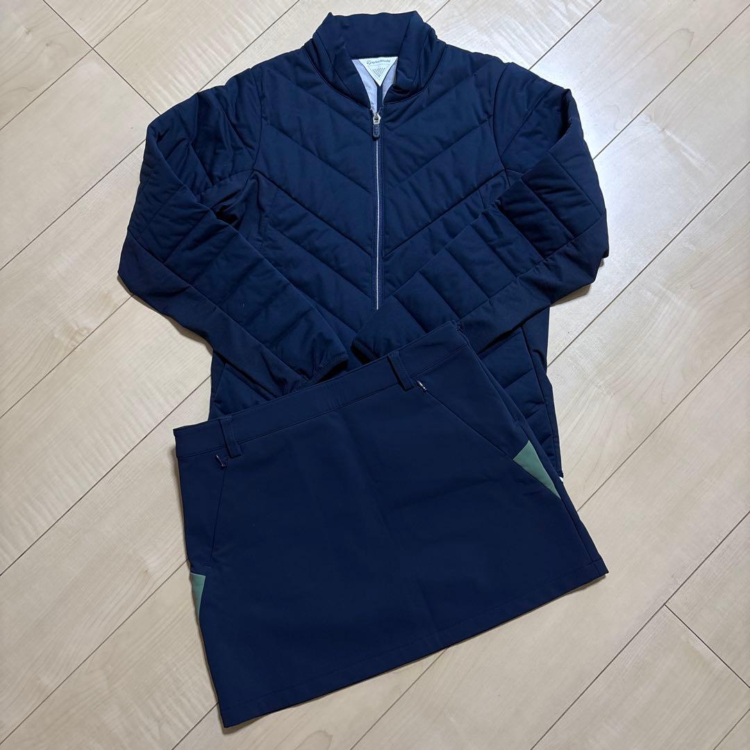 テーラーメイド　ゴルフ　中綿ジャケット　裏起毛厚手スカート　2点　L\M 紺色
