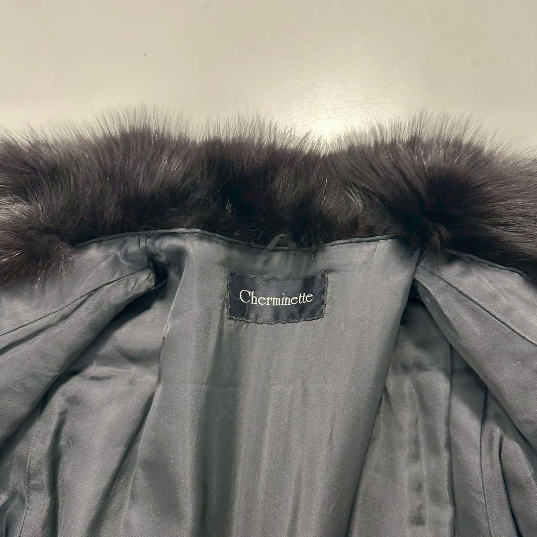 ボリューム◎SAGA FOX ファーコート フォックス×ミンク 毛皮 黒　銀サガ