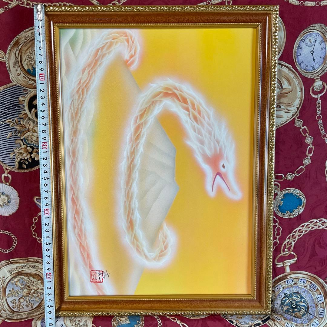 富士山絵画新春特価☆金富士金龍 金運上昇に特化 尺4判大額絵画縁付き