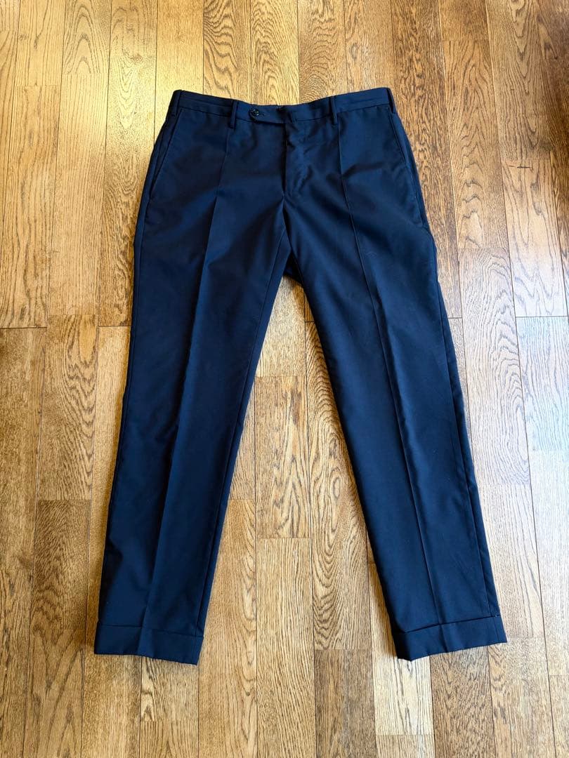 ほぼ新品 定価5.4万 INCOTEX ネイビー スラックス テクノウール 48