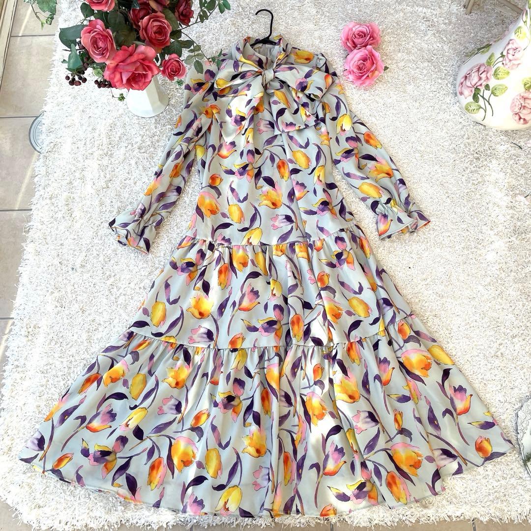 【訳あり】sov. フラワーボウタイロングワンピース