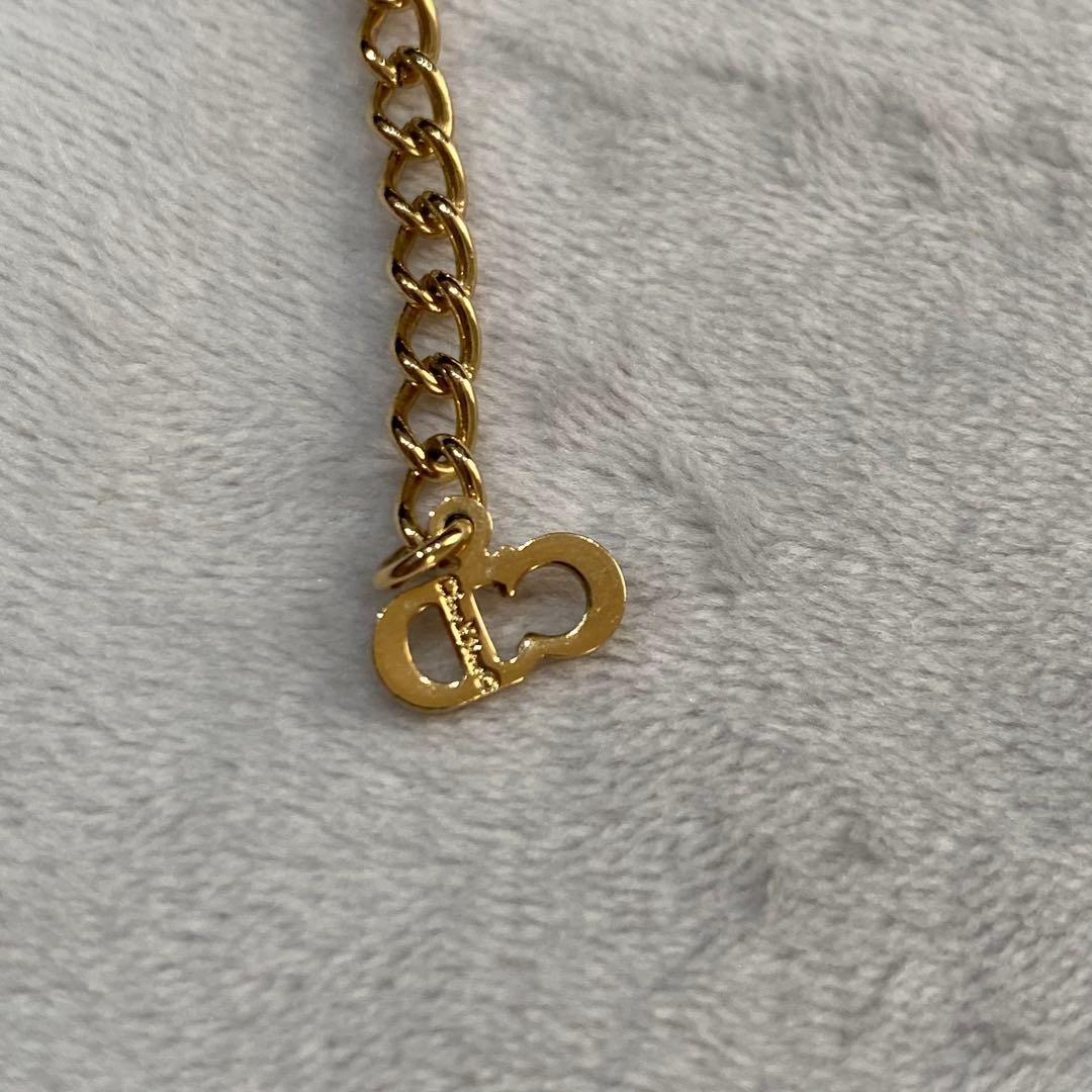 【美品】クリスチャンディオール ネックレス CDロゴ　　ラインストーン ゴールド