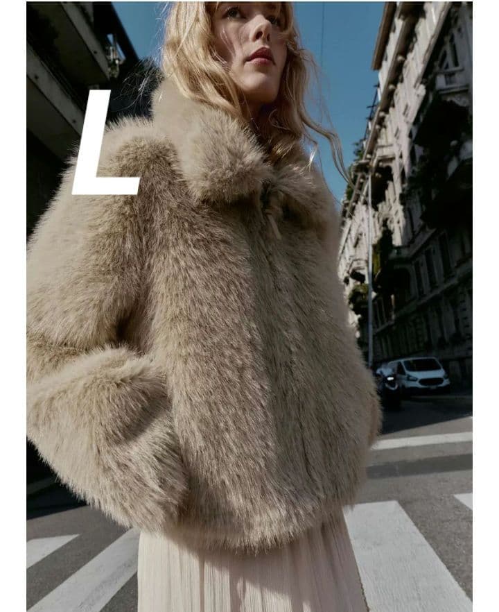 最安値 ZARA ダブルフェイス フェイクファージャケット L モールグレー