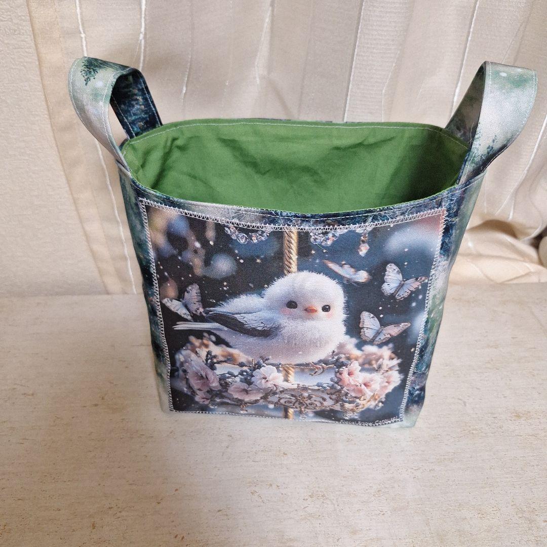 激レアパグパネル生地　ハンドメイド　まちなしバッグ　布バスケット　ポーチ