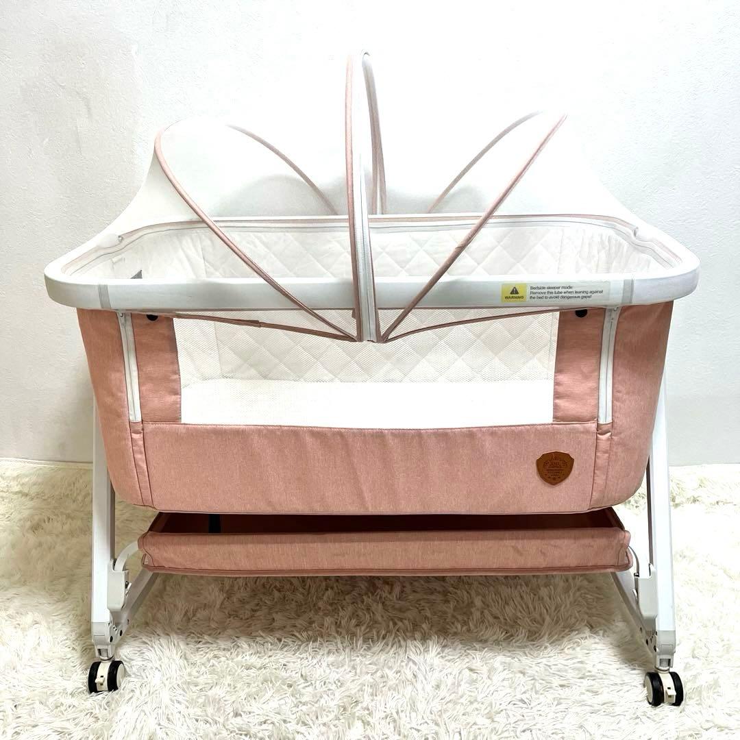 HZDMJ 折りたたみ ベビーベッド ピンク