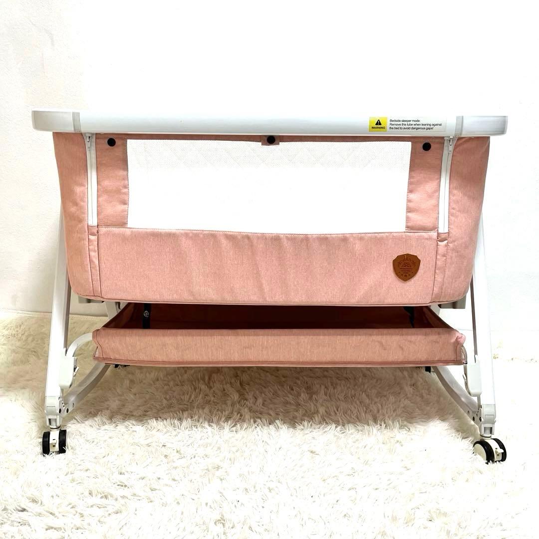 HZDMJ 折りたたみ ベビーベッド ピンク