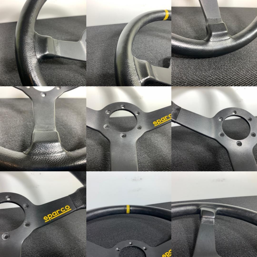 スパルコ R345 ディープコーン レザーステアリング 良品 ホーンボタン付