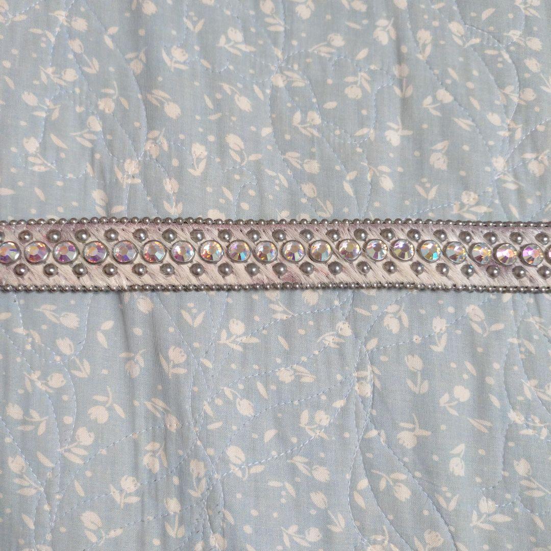 b.bsimonスワロフスキークリスタル装飾 ベルト美品オフホワイトはらこレザー