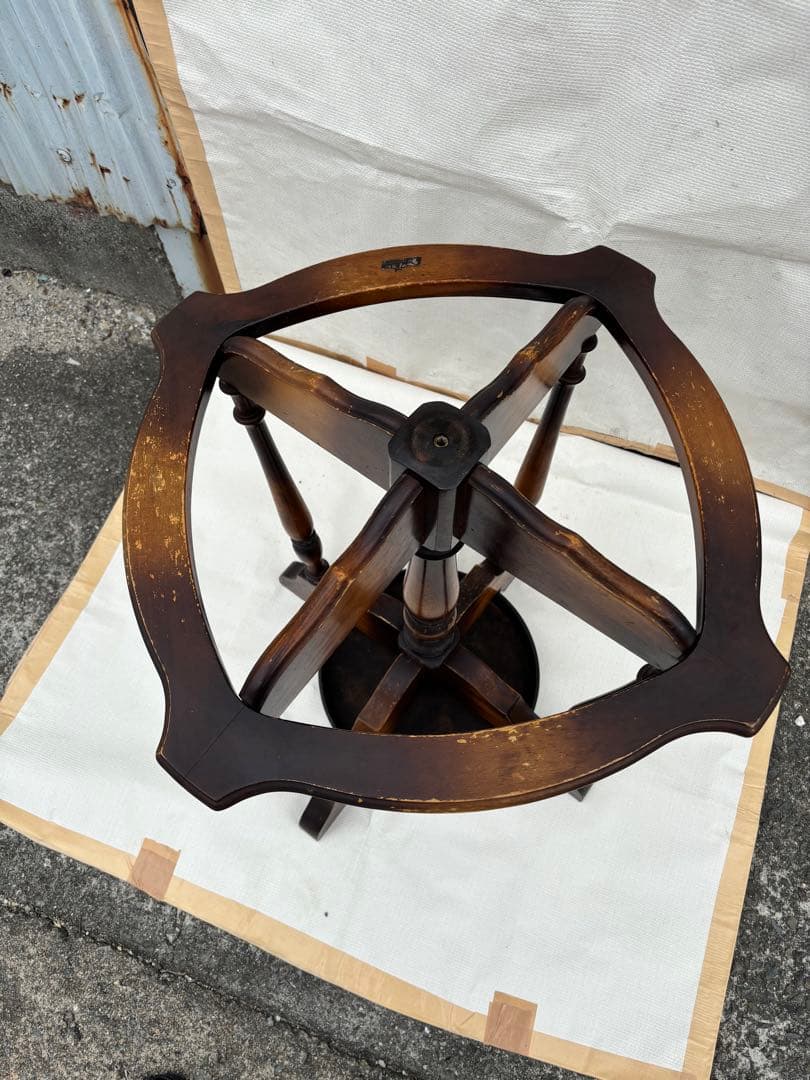 アンティーク なカリモク コロニアル　ポールハンガー　傘立て付き木製6フック