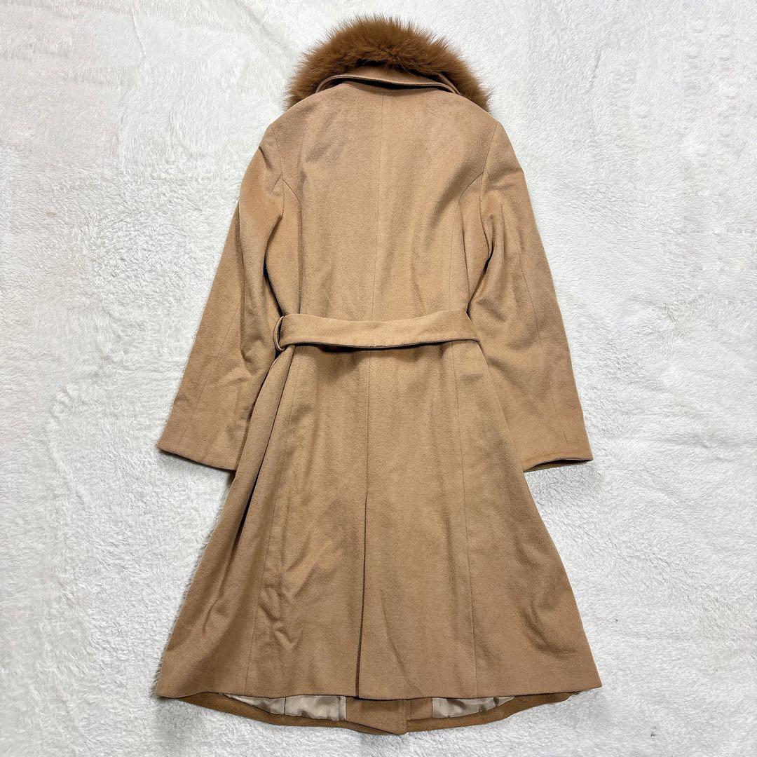 極美品 バーニーズニューヨーク カシミヤ100% ブルーフォックスファー コート