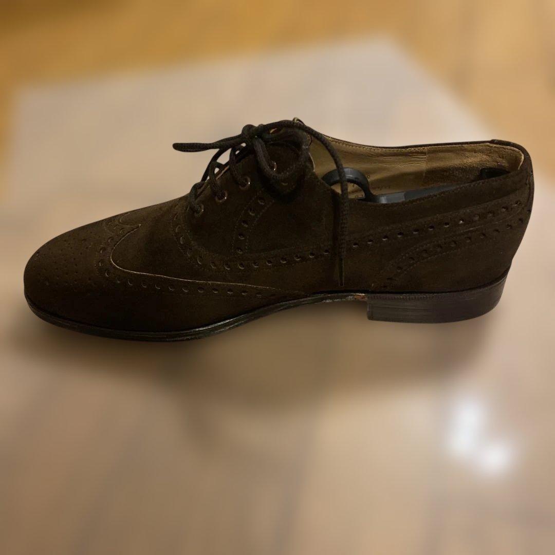 Church’s　ダークブラウン スエード ウィングチップ ドレスシューズ