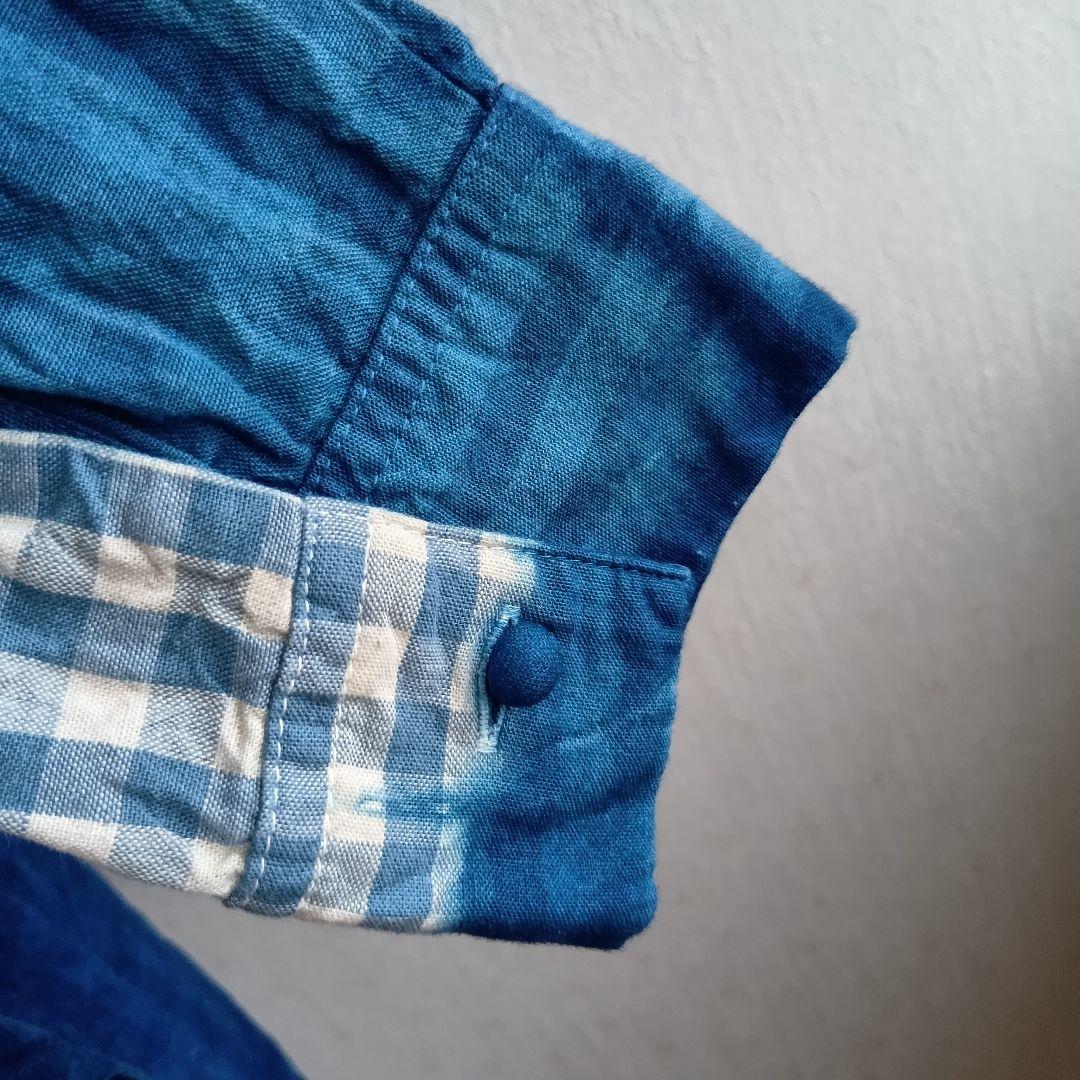 イチアンティークス 日本製 インディゴ染めシャツ チェック